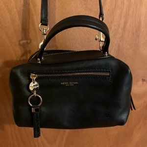 NWOT Small genuine leather HENRI BENDEL black shoulder bag/ purse gold hardware